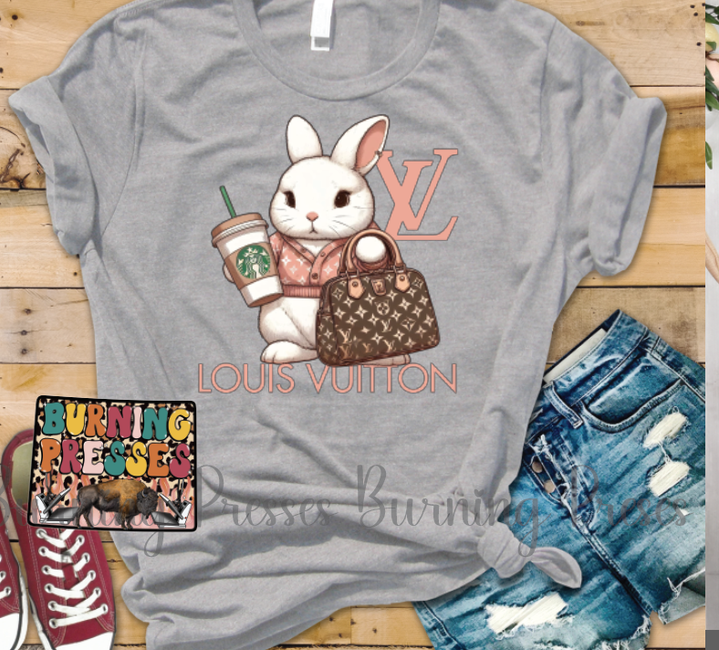 L5 Easter Bunny with purse and coffee DTF/Sublimation Transfer