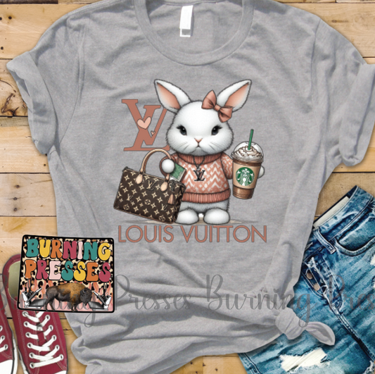 L6 Easter Bunny with iced coffee DTF/Sublimation Transfer