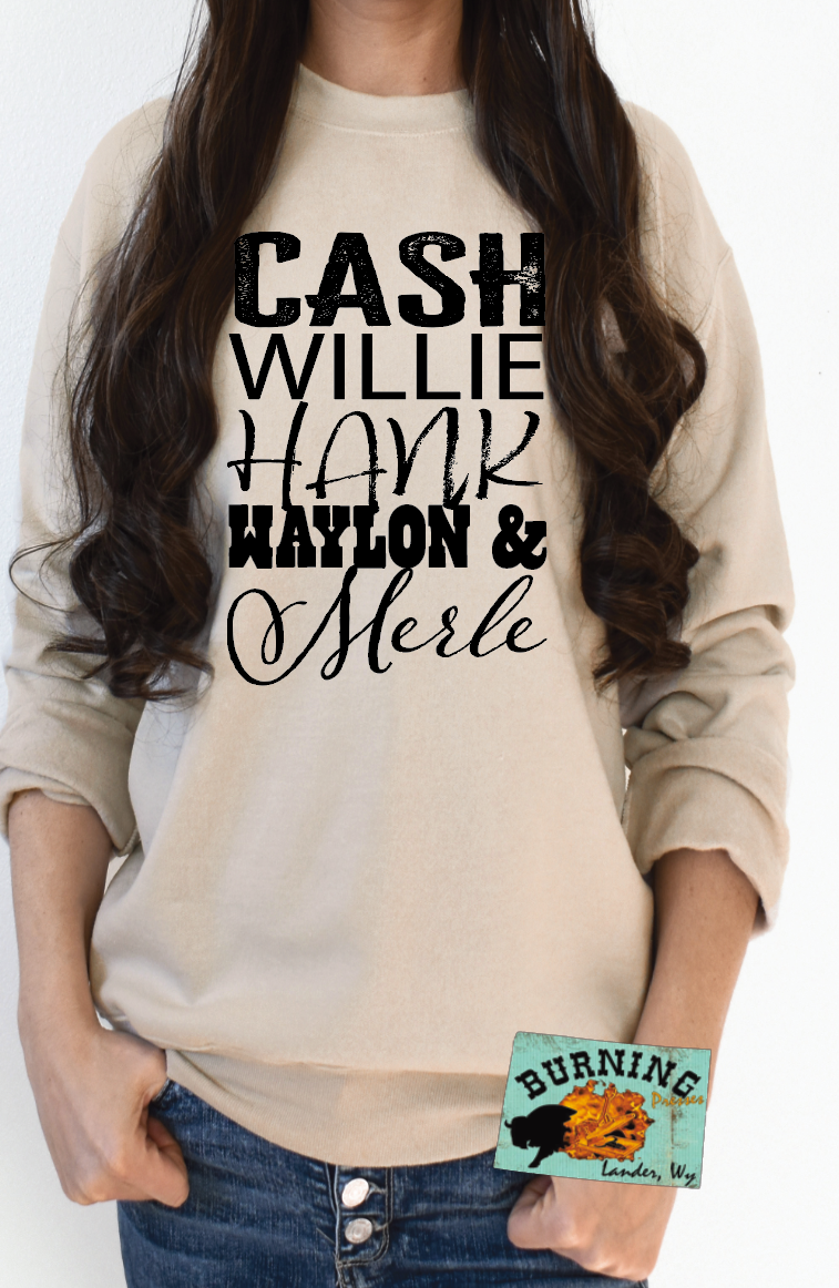 Cash WIllie Hank Waylon and Merle DTF Transfer