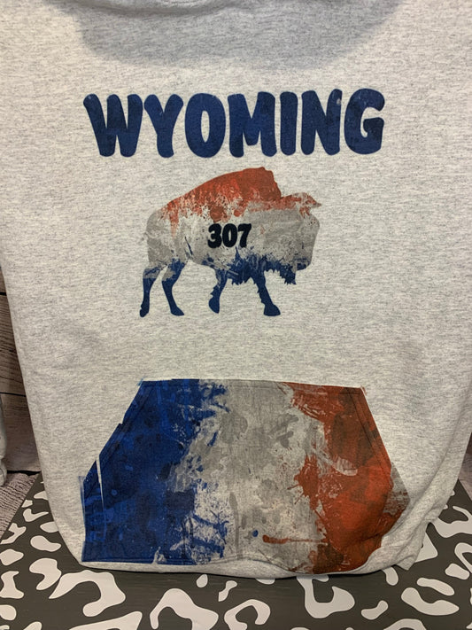 Wyoming 307 Hoodie red, white, and blue-Burning Presses