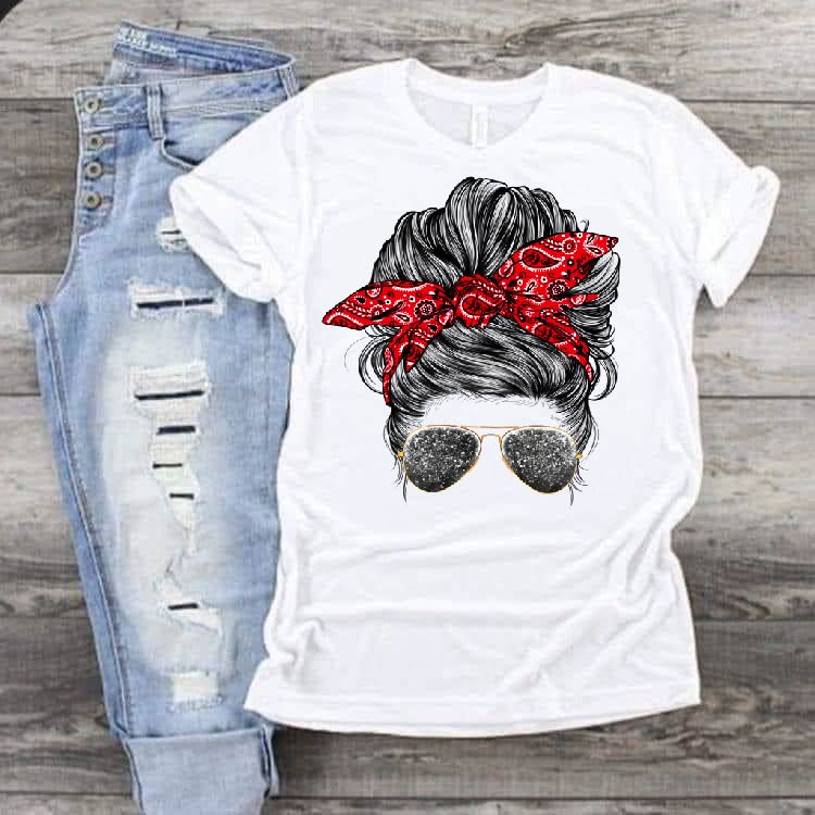 Western Messy Hair bun DTF Print-Burning Presses