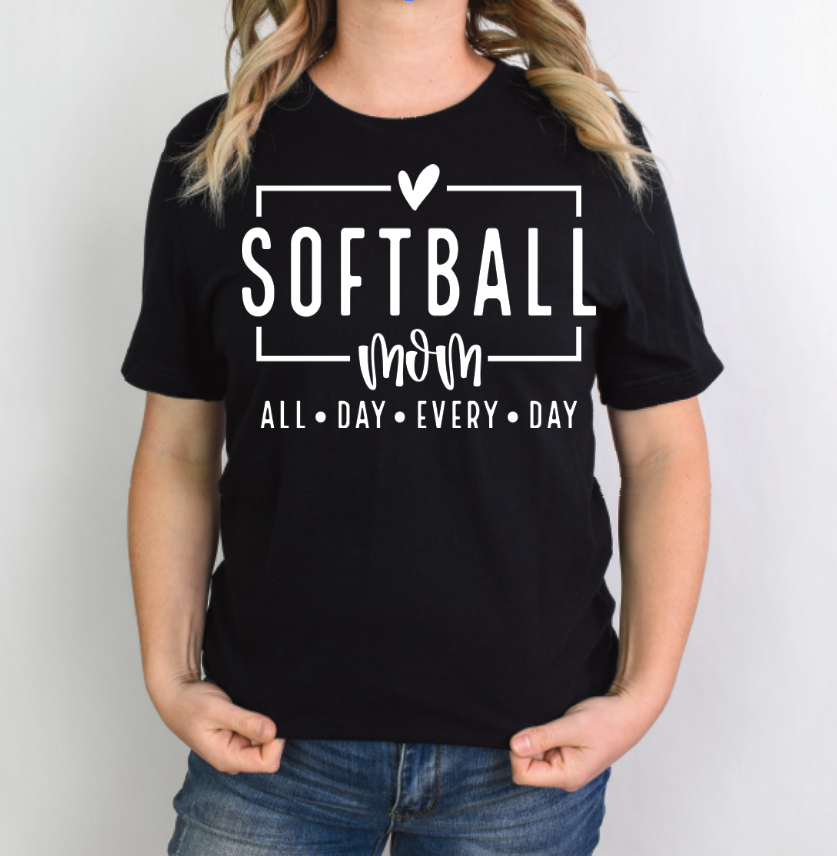 Softball MOM in white or black words DTF Print