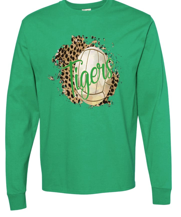 Tiger Volleyball long sleeve t-shirt or hoodie-Burning Presses